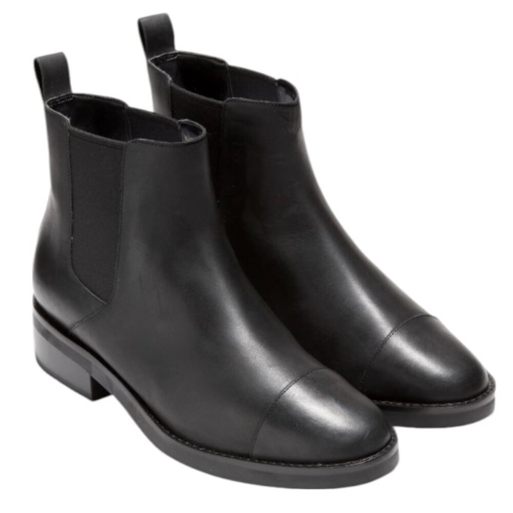 Black Waterproof Leather Cole Haan Mara Grand Chelsea Slip On Booties - 8.5